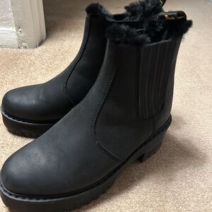 Dr. Martens Black Fur-Trimmed Winter Boots